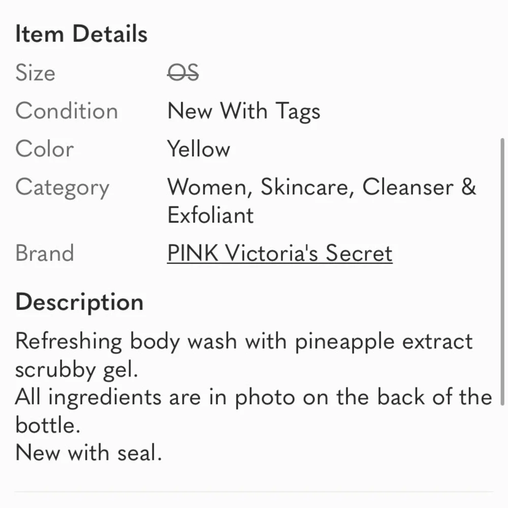 Victoria's Secret PINK Pineapple Wash Gel Body Wash with Pineapple Extract